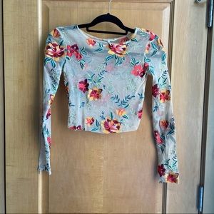 Sheer floral embroidered top